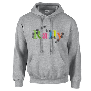 Embroidered Rally Paw Print Hooded Sweatshirt Perfect for the dog owner who loves Rally, Gift for Dog Trainer Kennel Owner Rally Competitor