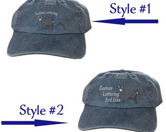 Pygmy Goat Farm Ranch Name Embroidered Baseball Style / Knit Lined Caps Family Farm Logoed Apparel  Show Judging Youth Group Team Hats