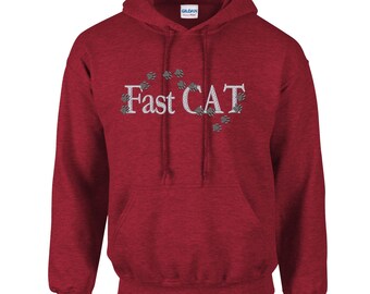 Embroidered Fast CAT, Paw Print Hooded Sweatshirt Perfect Gift for the dog handler Gift for Dog Trainer Dog Sport Competitor