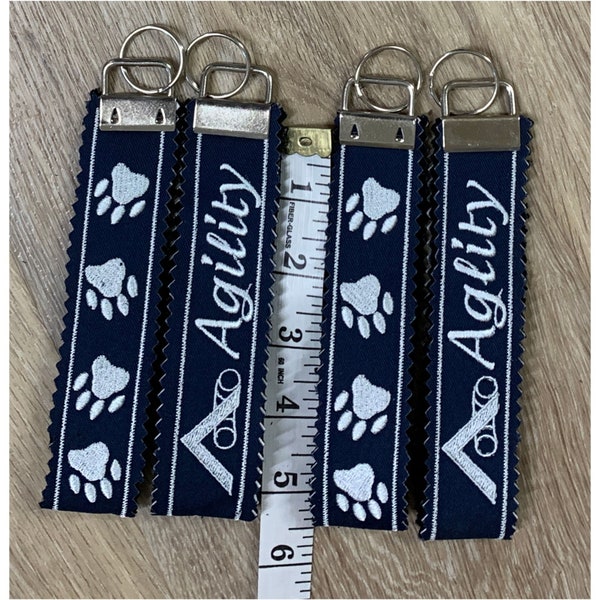 Dog Agility Embroidered Key Fob.   Perfect gift for anyone who participates in dog Agility