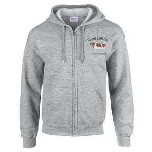 Ayrshire Dairy Cow Farm Ranch Cattle Co. Name Embroidery Sweatshirts Show Team Sweatshirt, Ayrshire Family Farm Logoed Apparel,  Easy Care
