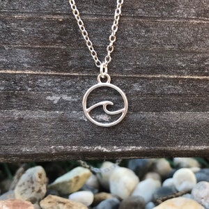 Wave Necklace with Silver Chain - Beach Necklace - Jewelry - Birthday Gifts, Christmas Gifts, Gifts for any occasion