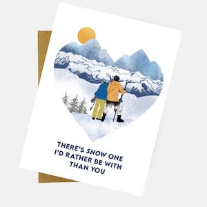 Love mountain card | Skiier anniversary card | Heart mountain card | Ski Mountain | Snow valentine's card |