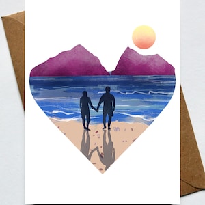 Sea Love card | Heart Beach card | Holywell Beach card | Beach lovers card | you me and the sea card | Sea lover | anniversary card