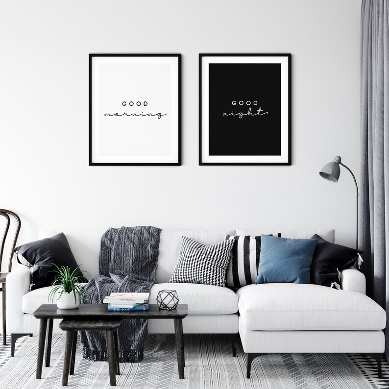 Good Morning Good Night Wall Art Bedroom PRINTABLE Wall Etsy