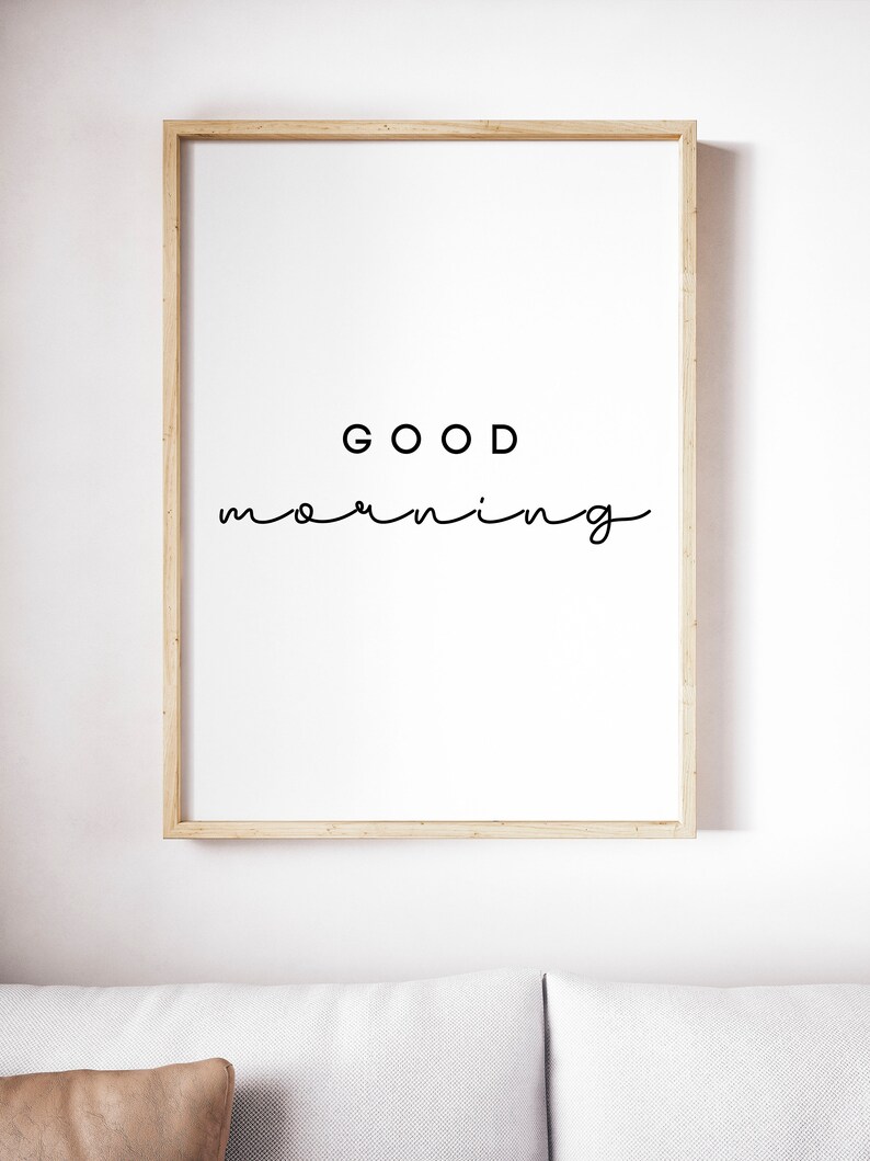 Good Morning Good Night Wall Art Bedroom PRINTABLE Wall Etsy