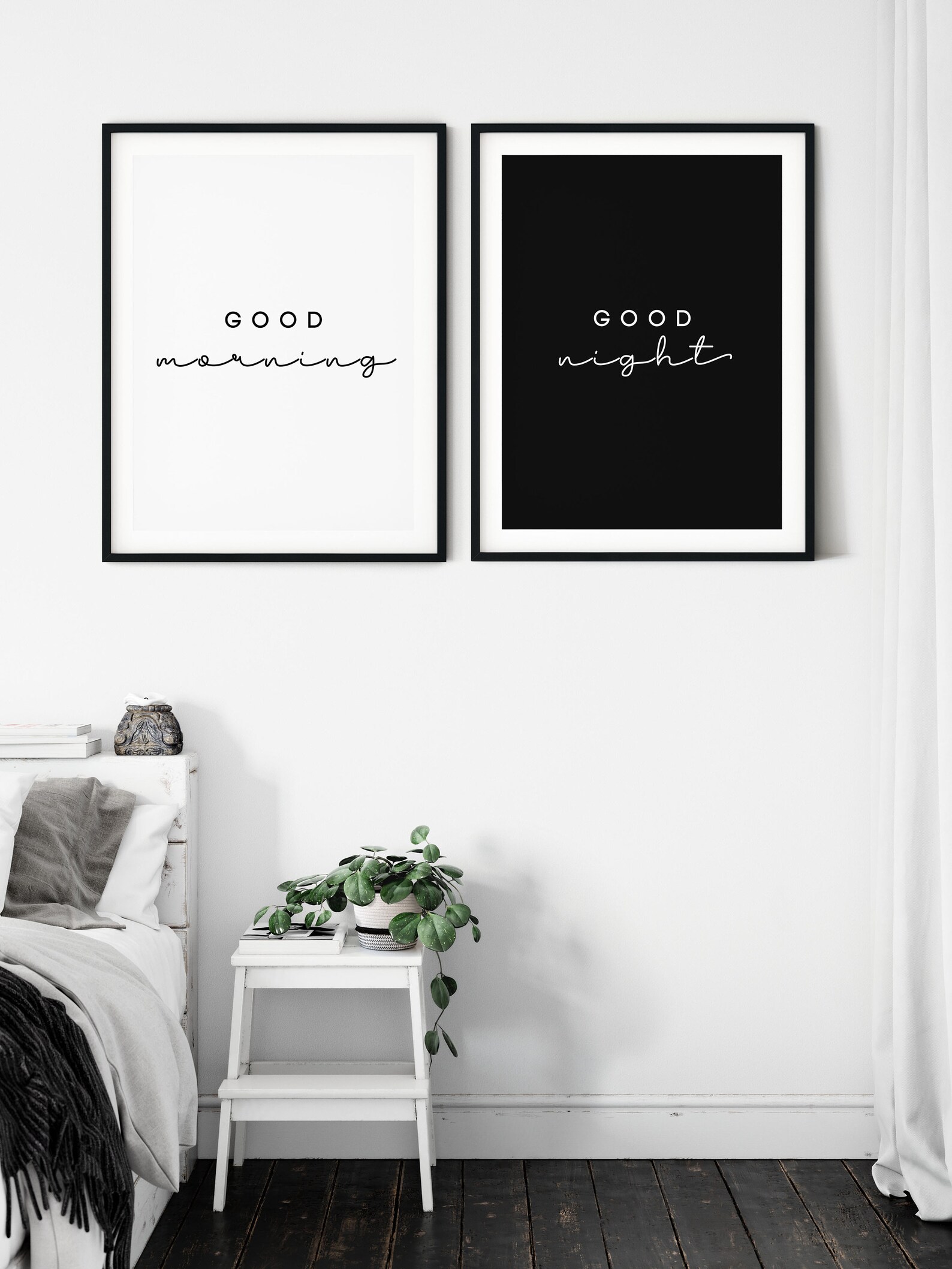 Good Morning Good Night Wall Art Bedroom PRINTABLE Wall Etsy