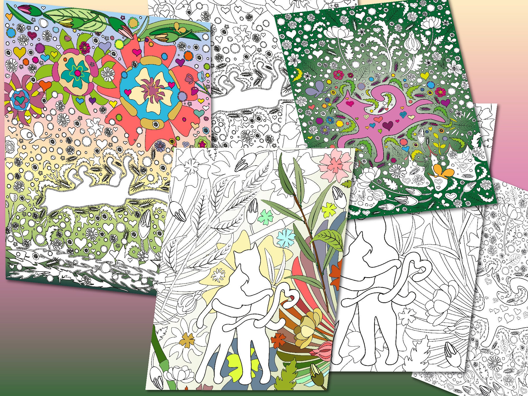 Coloring Pages for Big Kids Teenagers and Adults. Cute Etsy