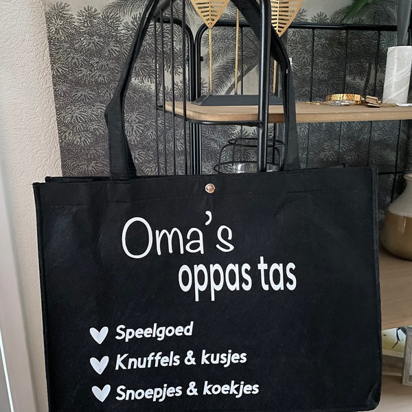 Vilten Tas Gepersonaliseerd Oma Tante oppastas | XL shopper | Cadeau Kado | Sinterklaas | Kerst