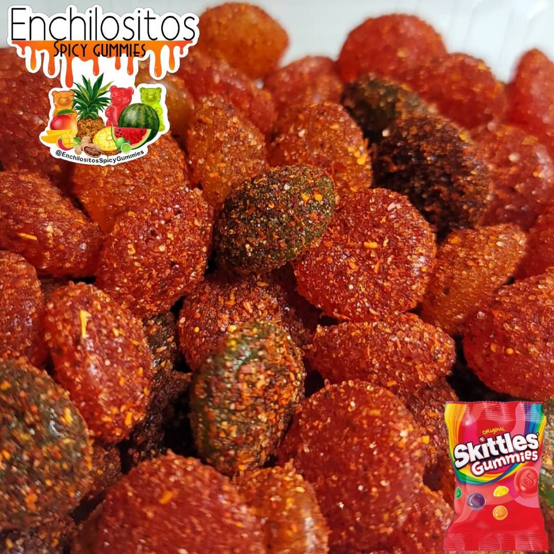 Skittle Gummies Dulces Enchilados Spicy Gummies Chile Etsy
