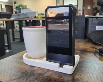 Unique 2-in-1 Phone Holder and Coffee Coaster Phone Holder: Perfect for Desk or Nightstand, Versatile, Stylish, and Sustainable Gift for Him