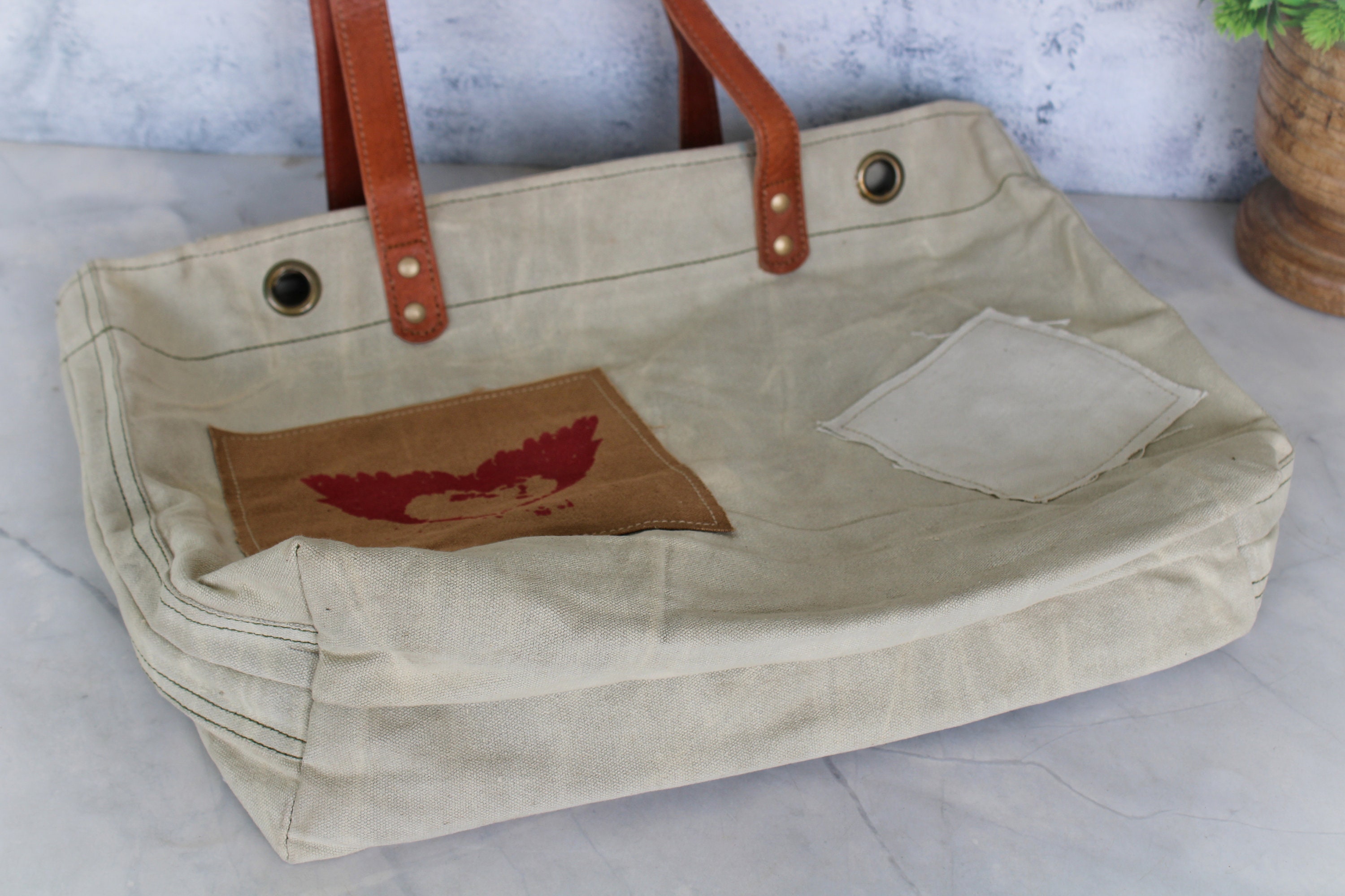 Recycle Army Canvas Bag Sand Color Canvas With Handles Etsy