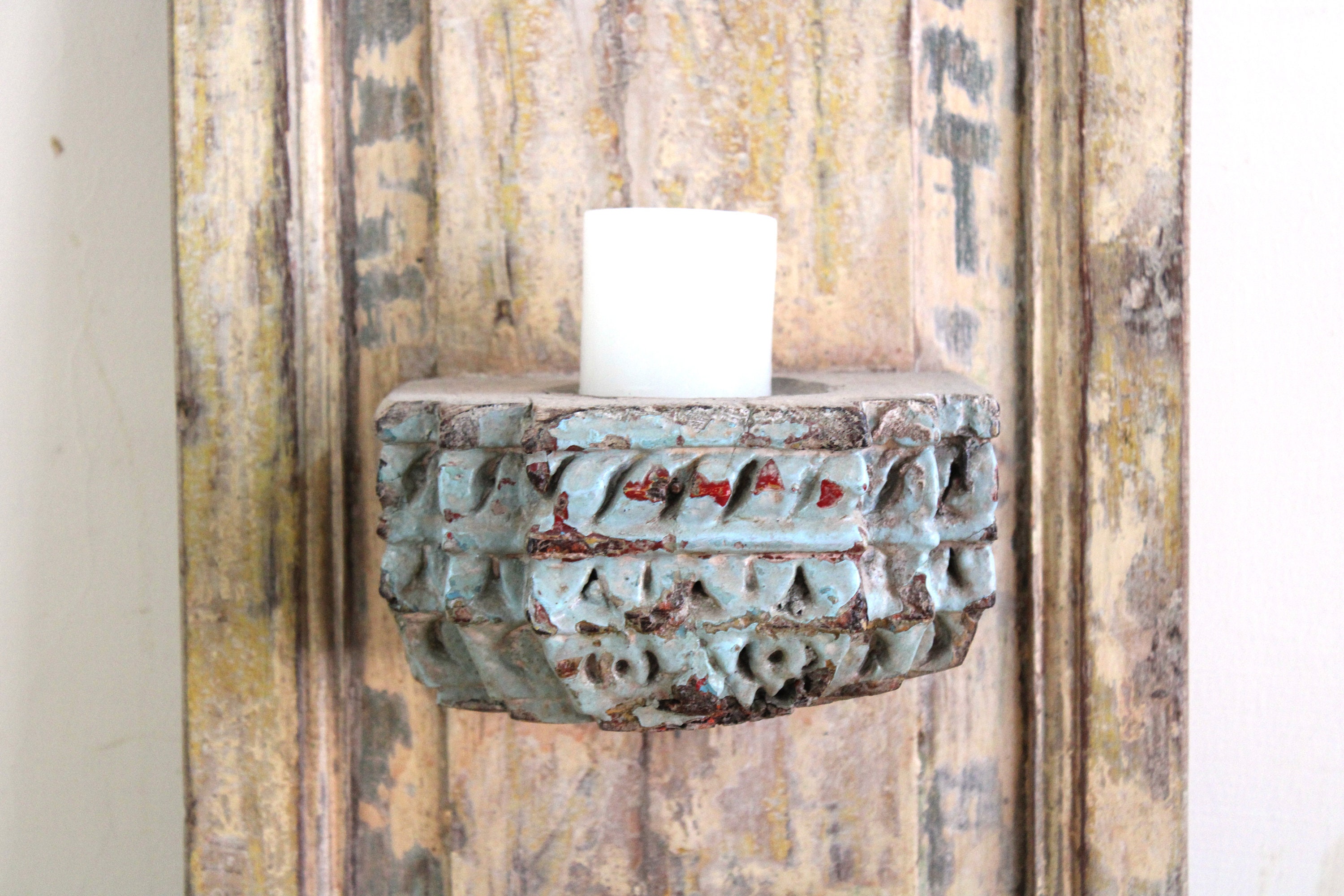 Antigua puerta de madera antigua india adjunta con corbeta | Etsy