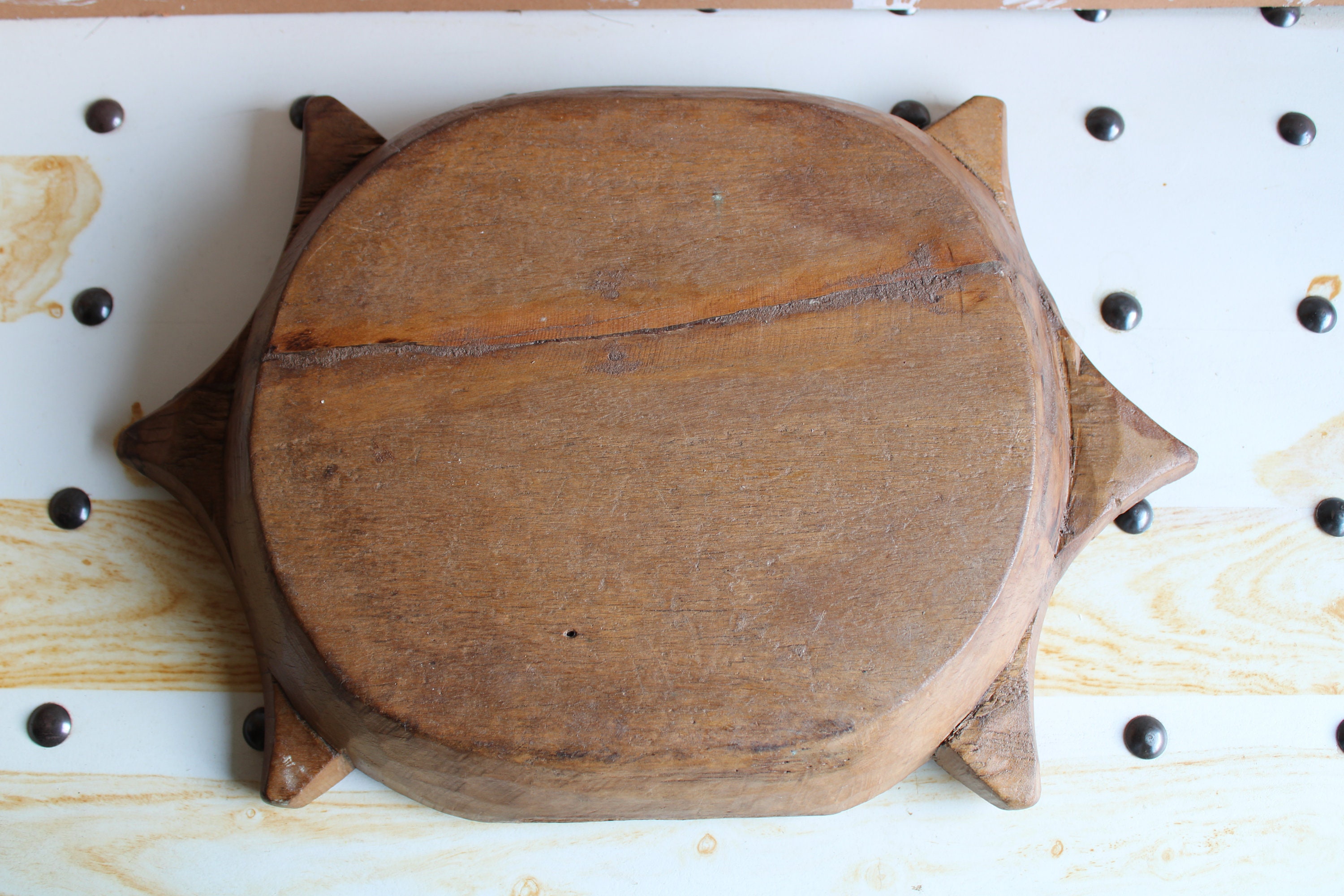 Large Antique Wooden Dough Kneading Parat Bowl Original Old Etsy