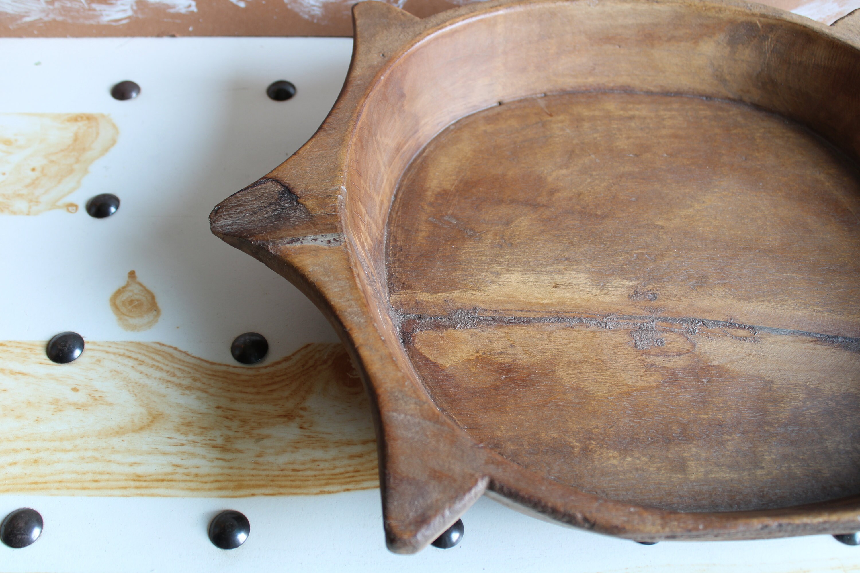Large Antique Wooden Dough Kneading Parat Bowl Original Old Etsy
