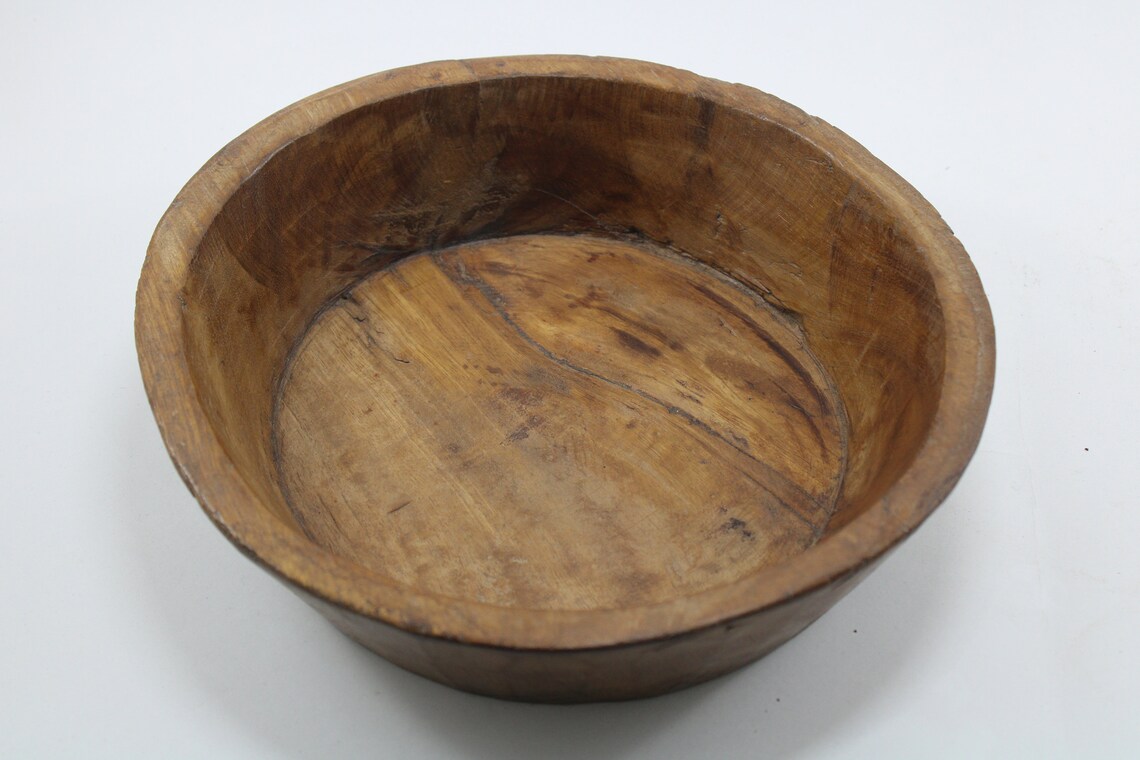 Antique Wooden Dough Kneading Parat Bowl Original Old Hand Etsy