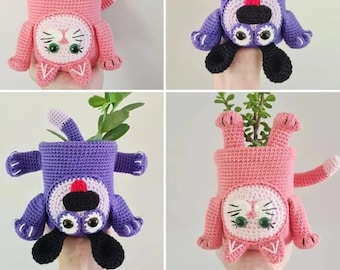 Crochet Amigurumi Pattern Bundle - Includes Pot Plant Pet Kitty and Pot Plant Pet Doggy - Pot Cover/Planter - PDF file only DIGITAL DOWNLOAD