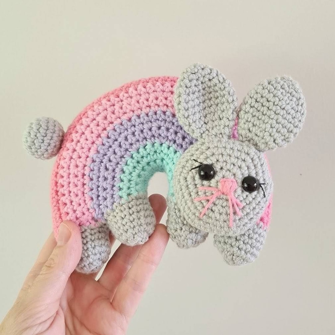 Crochet Pattern - Mini Rainbow Bunny Hop - Amigurumi Rainbow Rabbit