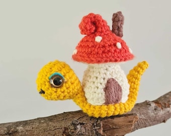 Crochet Pattern - Amigurumi Snail with Mushroom House Pattern - Rudy the Woodland Snail Pattern - PDF file only - DIGITAL DOWNLOAD