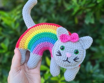 MINI Rainbow Cuddle Kitty - Rainbow Kitty Cat Amigurumi Crochet Pattern - PDF file only - DIGITAL download