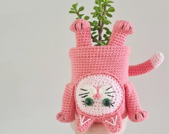 Pot Plant Pet Kitty Cat - Amigurumi Crochet Pattern - Pot Cover/Planter