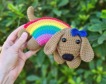 MINI Rainbow Smooch Pooch - Rainbow Sausage Puppy Dog Amigurumi Crochet Pattern - PDF file only - DIGITAL download