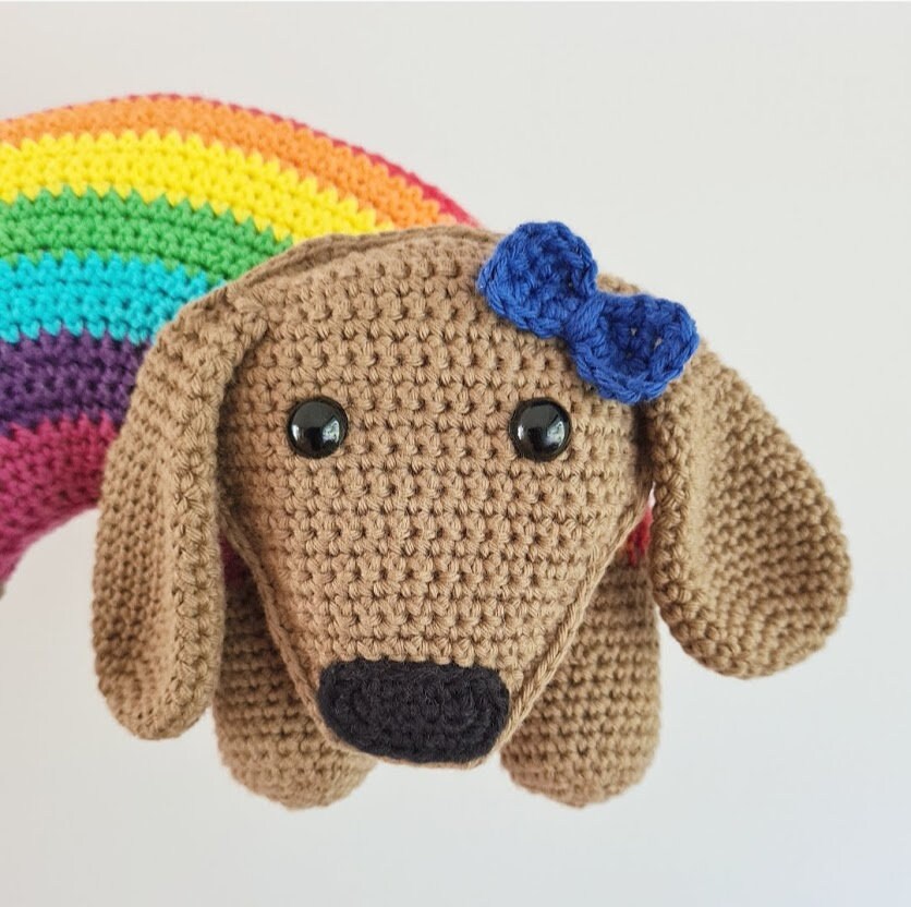 Rainbow Sausage Dog Crochet Pattern Amigurumi Rainbow Puppy Etsy