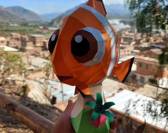 Bebé Nemo, papercraft nemo, nemo y dory, papercraft, origami, regalo, modelo de papel, diy, decoración del hogar.