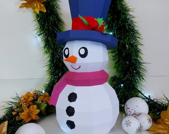 muñeco de nieve, muñeco de nieve de papercraft, navidad de papercraft, decoración navideña, regalo de navidad, decoración del hogar, regalo, escultura de papel, muñeco de nieve navideño.