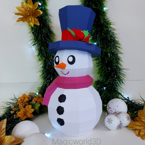 bonhomme de neige, bonhomme de neige papercraft, Noël papercraft, décoration de Noël, cadeau de Noël, décoration d'intérieur, cadeau, sculpture en papier, bonhomme de neige de Noël.