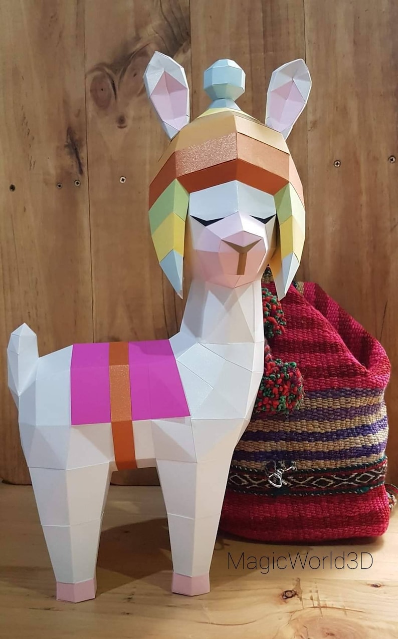 LLama bebé Versión 3, Decoración de interior, Llama low poly, Template , Home decor, papercraft, Llama tierna, decoración llamita. image 4