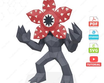 Monster Papercraft Template, Low Poly DIY Sculpture (PDF, SVG, Studio3)