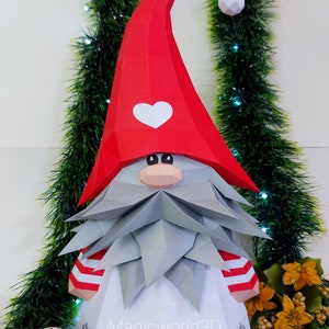 Gnome, Gnome papercraft, home decor, Christmas, low poly, Christmas decoration, Merry Christmas, detail, Christmas gift.