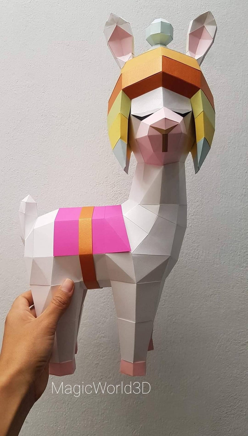 LLama bebé Versión 3, Decoración de interior, Llama low poly, Template , Home decor, papercraft, Llama tierna, decoración llamita. image 5