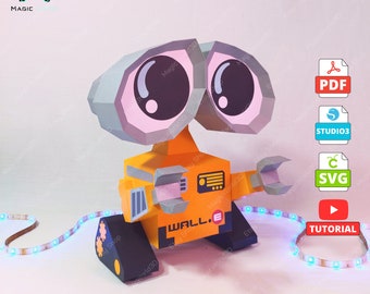 Cute Wall.e Papercraft, Plantilla Pdf, Escultura de papel Wall.e, Low Poly, Origami DIY, Archivos SVG (Cricut) - Studio3 (Silueta), Regalo.