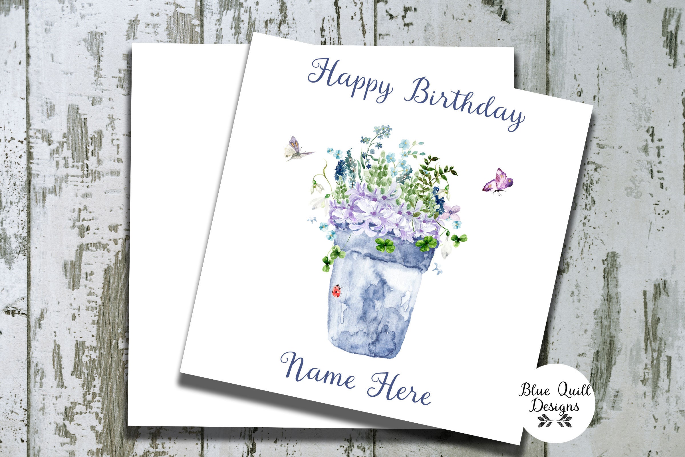 Personalised Watercolour Print Birthday Card In the Garden | Etsy