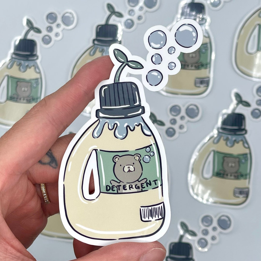 Bear Detergent Sticker Cute Bubbles Soap Plant Sprout Etsy