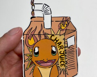 Charmander Juice Sticker Pokemon Cute Kawaii Kunst Vuur Etsy Belgie