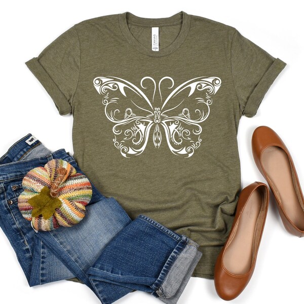 Butterfly. Styles graphic designed tee shirt. Great for any occasion. Can wear anywhere. Perfect for a young lady, daughter, sister etc.