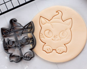Halloween Cat Cookie Cutter | Spooky Kawaii Witch Hat