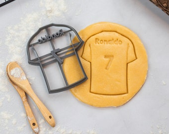 Cortador de galletas de camiseta de fútbol personalizada: nombre y número