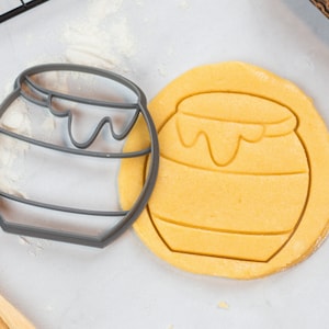 Cortador de galletas con forma de tarro de miel (estilo caricatura), para repostería y fondant