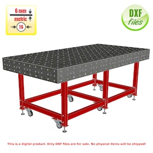 DXF ファイル、2000 x 1000 mm、6 mm、100x100、メートル法、D16、溶接テーブル、金属テーブル、レーザー切断用ファイル、CNC レーザー用ファイル