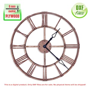 Large Roman Numeral Wall Clock DXF Files: Laser Cut Plywood (800mm) (Digital Download)