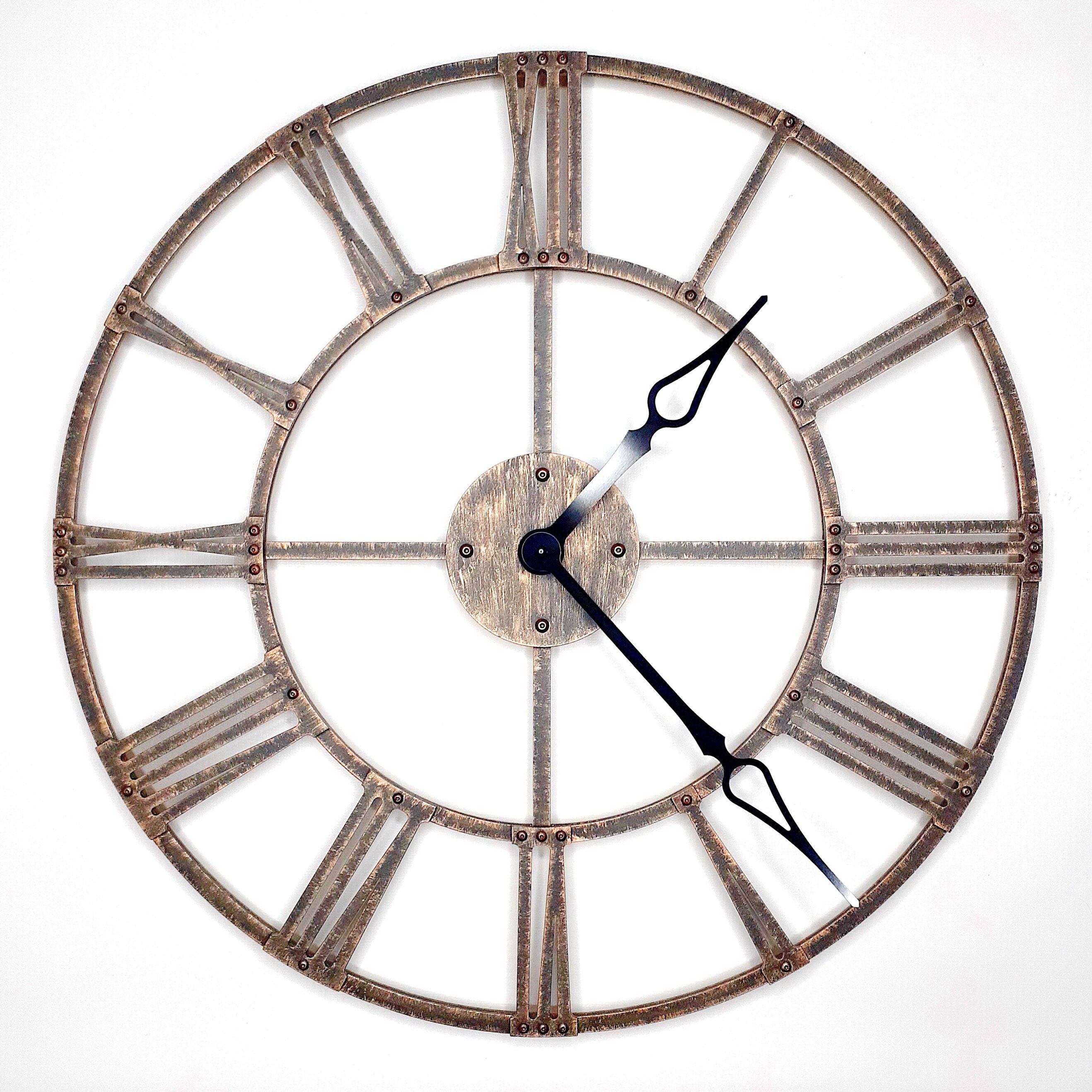 Big Clock , Large Metal Wall Clock, 19 Inches, Model London Bronze Etsy