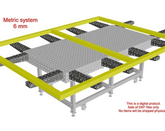 DXF-bestand, Metrisch systeem, Tabelverlengingsbestanden, 500x100mm, 6mm, Lastafelverlenging, Snijbestanden, Lasersnijbestanden, CNC-laserbestanden