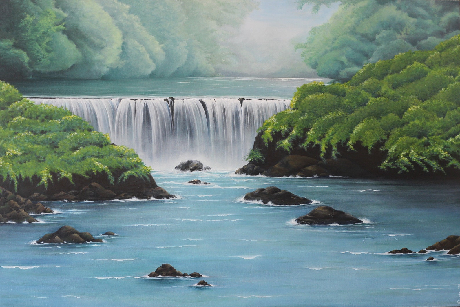 Waterfall Acrylic Painting original Etsy