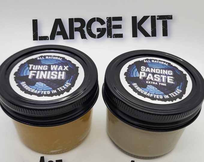 Premium Wood Turning Abrasive Sanding Paste & Tung Wax Finish Set, FOOD