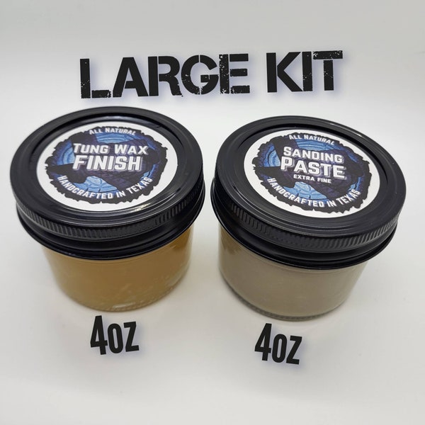 Large Kit- Tung Wax Wood Finish & Extra Fine Woodturning Abrasive Sanding Paste, FOOD SAFE Wood Finish Bowls, Charcuterie and Cutting Boards