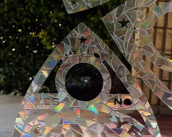Champagne Iridescent Planchette Ouija Witch Stained Glass Suncatcher Wall Hanging